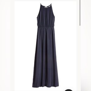 H&M dark blue maxi with lace detail